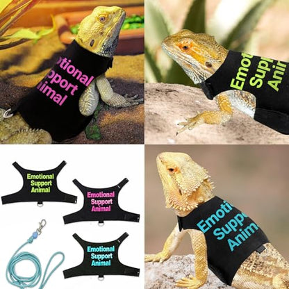 Bearded Dragon Lizards Clothes with Leash Set - Cute Lizard Reptile Small Animal Adjustable Harness Clothes for Walking Outdoor Security Costume Photo Prop(Pink - color: Pink