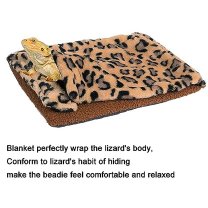 Bearded Dragon Bed Blanket Pillow Set, Soft Lizard Sleeping Bag | Bearded Dragon Tank Accessories, Cozy Plush Fabric, Warm Hideout Nest, Fits Bearded Dragons & Small Reptiles
