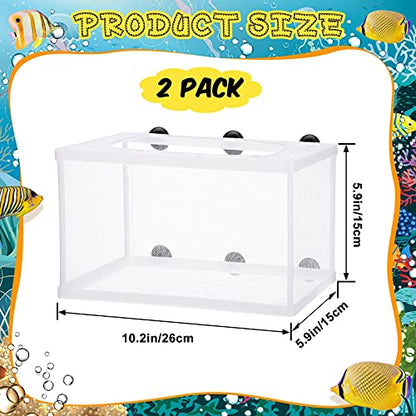 2 Pieces Fish Tank Breeder Net Mesh Breeder Box Fish Hatchery Isolation Separation Net Plastic Frame Fry Hatchery Incubator Mesh Breeding Box with Suction Cup for Aquarium