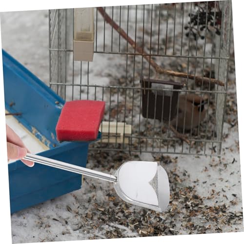 Stainless Steel Bird Poop Scooper with Adjustable Handle Versatile Cleaning Tool for Chicken Coop Bird Cage and Reptile Litter Durable Easy to Maintain
