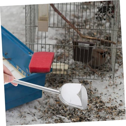 Stainless Steel Bird Poop Scooper with Adjustable Handle Versatile Cleaning Tool for Chicken Coop Bird Cage and Reptile Litter Durable Easy to Maintain