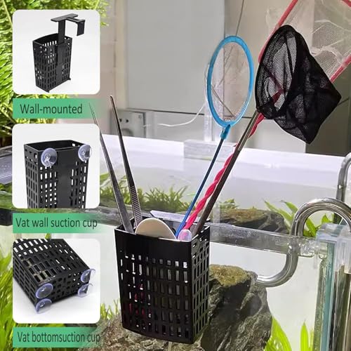 2PCS Adjustable Aquarium Plant Holder, Aquarium Planter Cup Adjustable Thickness To 2.36" Height to 3.9", Fish Tank Plant Holders with Hooks and Suction Cup for Fish Tank Accessories Black - color: Black