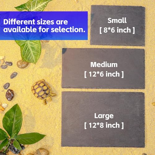 8x6 Natural Slate Basking Platform for Reptiles & Turtles | Non-slip rough slate platform for secure climbing. Holds heat to warm reptiles. feeding tray. Porous slate absorbs water - size: 8'' x 6''