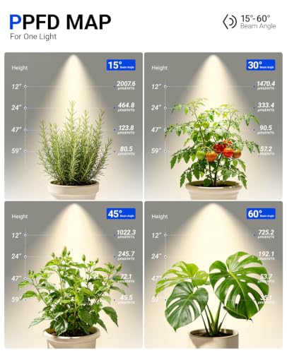Barrina TR40A Track Grow Lights, 40W 4000K, White Cover with Timer, 1-Pack | 15°-60° Adjustable Beam Angle, Wall Mounted Plant Light, Full Spectrum, Ceiling LED Growing Lamp for Seed Starting, Vegetable - color: 4000K, size: 40W-White Cover