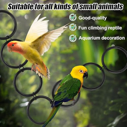 Snake Climbing Rings for Ball Python, 8-Rings Corn Snake Climbing Chain Toys Reptile Enrichment Toys Habitat Perch Tank Enclosure Cage Terrarium Accessories Decor for All Kinds of Small Reptiles