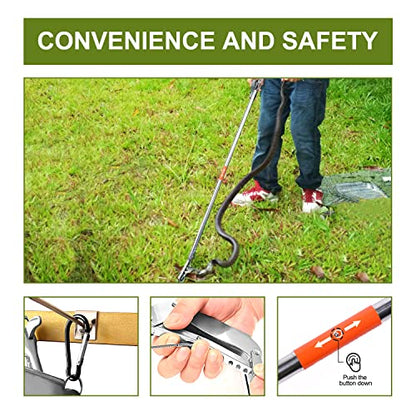 Reptile Tongs Snake Grabber Tool lock 47 inch Aluminum Alloy Easy to Carry Foldable and Light with Zigzag Wide Jaw Stainless Steel Professional Outdoor Catch Snake Hooks - style: 1pcs 47