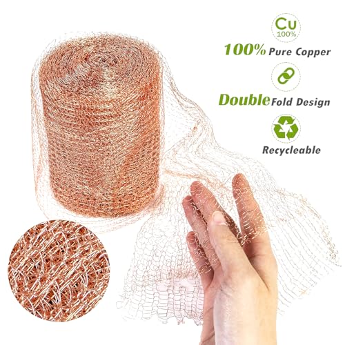 5" x 200 ft Copper Mesh Rodent Control Copper Wool for Slug Mice Snail Pest | Copper Mesh for Mice Pest Snail Bat Control Copper Steel Wool for Weep Hole Covers Blocks Gap Rodent Mesh Scissors Included - size: 5 inx200 ft