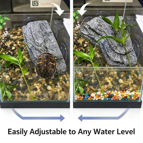 Floating Turtle Dock Basking Platform for Aquatic Turtles, Box Turtles, and Reptiles, Resin Turtle Resting Platform with Suction Cups for Aquariums and Turtle Ponds for Home