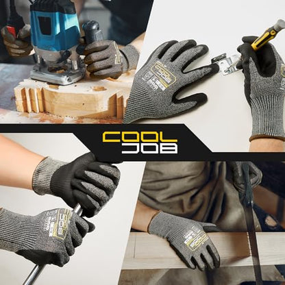 COOLJOB ANSI A7 Cut Resistant Gloves, Cut Proof Work Gloves with Grip, Touchscreen, for Men and Women, Used for Construction, Warehouse, Glass Handling, Wood Work, Grey Small, 1 Pairs - size: Small, style: A7 Pack of 1