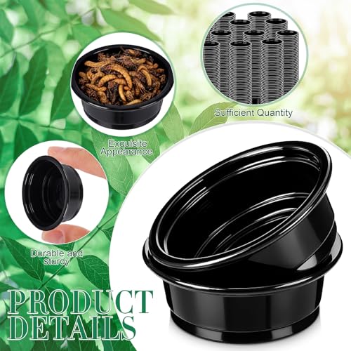 500 Pcs 0.5 oz Gecko Feeding Cups Small Gecko Food and Water Cups Reptile Feeding Bowls Plastic Bearded Dragon Food Bowl for Lizard Small Pet Ledge Accessories (Black) - color: Black