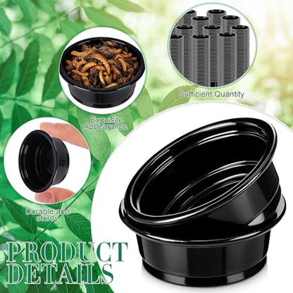 500 Pcs 0.5 oz Gecko Feeding Cups Small Gecko Food and Water Cups Reptile Feeding Bowls Plastic Bearded Dragon Food Bowl for Lizard Small Pet Ledge Accessories (Black) - color: Black