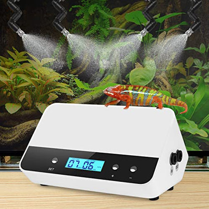 Automatic Reptile Mister with 4 Nozzles | 360° Adjustable Spray, Timer Control & External Reservoir for Terrariums