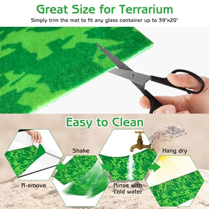 Tfwadmx 4 Pcs Reptile Carpet 39’’ x 20’’ Terrarium Floor Liner Reptiles Cage Mat Reptile Substrate Floor Tank Accessories for Leopard Gecko Lizard Bearded Dragon Tortoise Snake