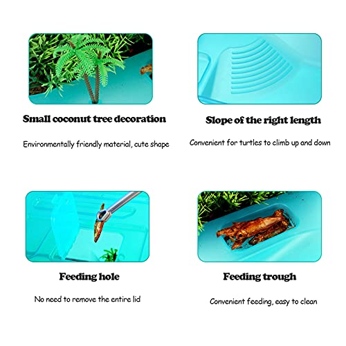 kathson Turtle Tank Aquarium, Turtle Habitat Reptile Plastic Terrarium Safe Durable, Tortoise Tank with Lid Prevent Climbing Escaping (Medium) - size: Medium - 16.9x11.8x6.3 Inch