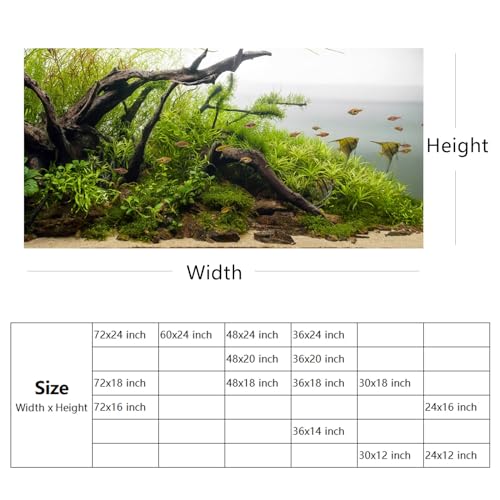 YongFoto Fish Tank Background 30x12 inch Aquarium Background River Bed Waterweeds Moss Lake Aquatic Plant Undersea Tree Branch Backdrop Reptile Habitat Terrarium Background, Green-6 - color: Green-6, size: 30x12in/75x30cm
