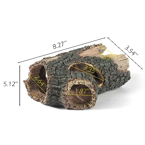IBWell Aquarium Wood Fish Tank Decorations，Resin Fake Logs Terrarium DÉCor, Reptile Hide Aquarium Hideout for Fish Cave, Small Turtles, to 20 Gallon Tank - size: 8.3"*3.5"*15.9"
