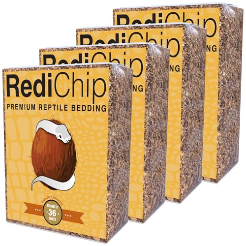 RediChip Reptile Bedding Loose Medium Coconut Chip Substrate 36 Quart Coco Husk Mulch for Snake and Gecko Habitat, Ball Python Terrarium, Lizard and Turtle Tanks, Tortoise Enclosure (4 Pk) - size: 36 Quart (4 Pack)