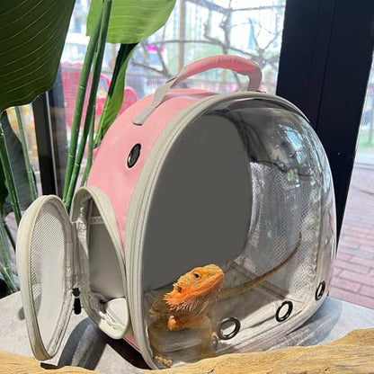 Bearded Dragon Carrier Backpack with Security Printing Harness Set, Reptile Lizard Travel Carrier (Pink, Mommy Harness) - color: Pink