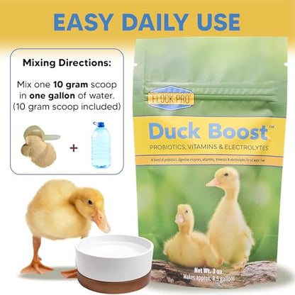 Duck Boost Probiotic - Probiotics, Vitamins, Minerals and Electrolytes for Chickens | Duck Vitamins and Supplements for All Poultry - 3oz - size: 3oz