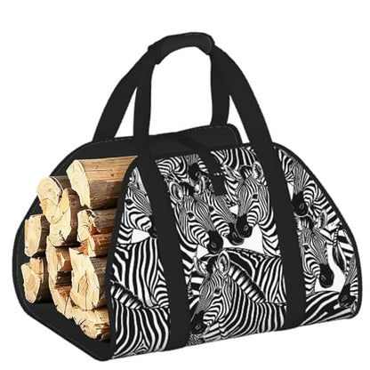 AMRANDOM Firewood Carrier, Zebra Black And White Heavy Duty Log Carrier for Firewood, Wood Carrier with Handles - color: Color1022