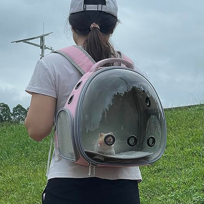 Portable Travel pet Backpack Carrier Hamster Bag Guinea Pig Bird Small Dog cat Turtle Carrier Rabbit Cage Squirrel Bearded Dragon Breathable Hangbag (Pink) - color: pink