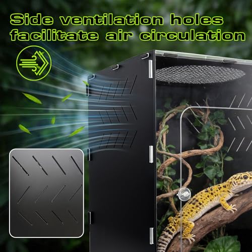 Reptile Tank Enclosure, Reptile Terrarium Acrylic Front Opening with Metal Translucent Mesh Top for Crested Gecko Lizards, Snakes, Chameleon (25Gallon) - color: 25Gallon