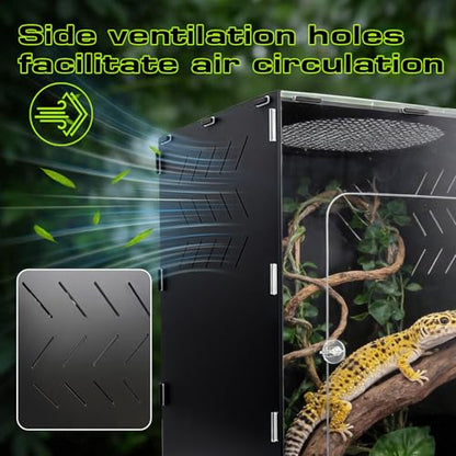 Reptile Tank Enclosure, Reptile Terrarium Acrylic Front Opening with Metal Translucent Mesh Top for Crested Gecko Lizards, Snakes, Chameleon (25Gallon) - color: 25Gallon