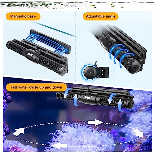 Hygger Aquarium Wave Maker - Adjustable Cross Flow Pump with LED Display Controller, Magnetic DC 24V Powerhead for Freshwater & Marine Reef Aquariums Up to 265 Gallon (25W) - style: 25W