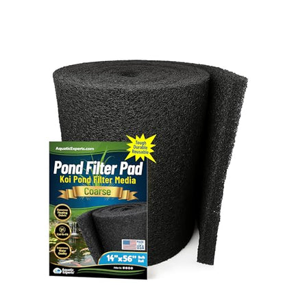 Aquatic Experts Classic Koi Pond Filter Pad COARSE – Bulk Roll Pond Filter Media, Rigid Ultra-Durable Latex Coated Fish Pond Filter Material US (14" x 56", Coarse (Black)) - size: 14" x 56"