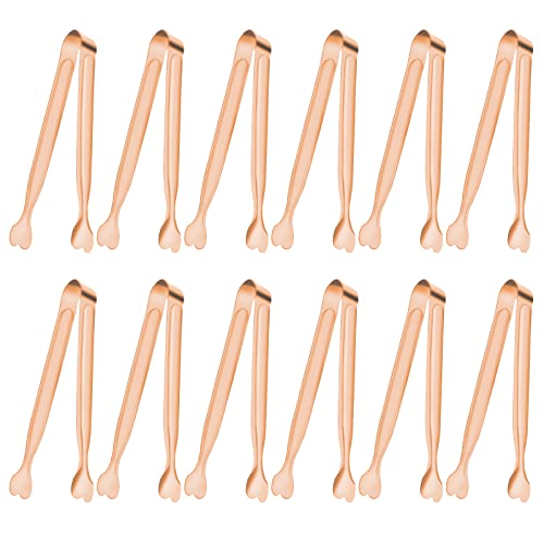 Small Serving Tongs, Anytrp 12-Pack Stainless Steel Sugar Tongs, 5.3inch Kitchen Metal Appetizers Tong for Serving Food, Buffets, Coffee Bar, Tea Party, Desserts Party and Ice Bucket - color: Rose Gold, size: 5.3inch