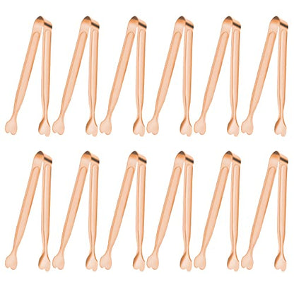 Small Serving Tongs, Anytrp 12-Pack Stainless Steel Sugar Tongs, 5.3inch Kitchen Metal Appetizers Tong for Serving Food, Buffets, Coffee Bar, Tea Party, Desserts Party and Ice Bucket - color: Rose Gold, size: 5.3inch
