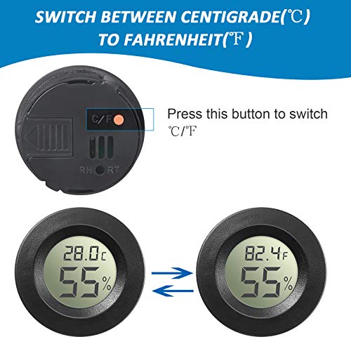 Weewooday 8 Pcs Mini Hygrometer Thermometer Digital LCD Monitor Indoor/Outdoor Room Humidity Meter Temperature Gauge for Greenhouse Garden Reptile Incubator Cellar ℉/℃ (Black) - size: Black
