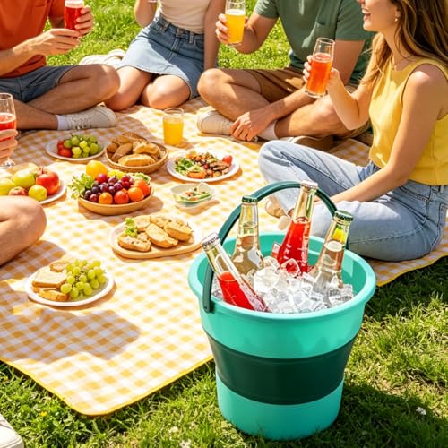 Collapsible Bucket 4.5 Gallon/17L Large Plastic Household Cleaning Mop Buckets Foldable Water Bucket for Car Wash Fishing Camping Beach (Green-Large) - color: Green-large