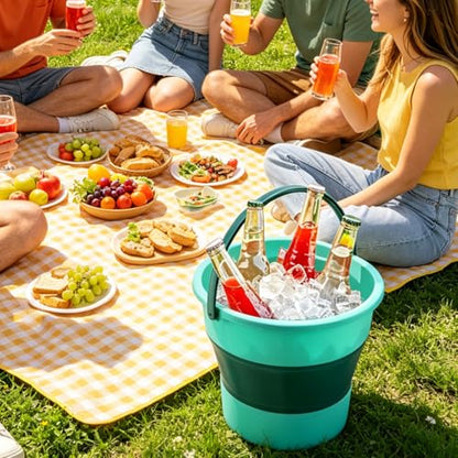 Collapsible Bucket 4.5 Gallon/17L Large Plastic Household Cleaning Mop Buckets Foldable Water Bucket for Car Wash Fishing Camping Beach (Green-Large) - color: Green-large