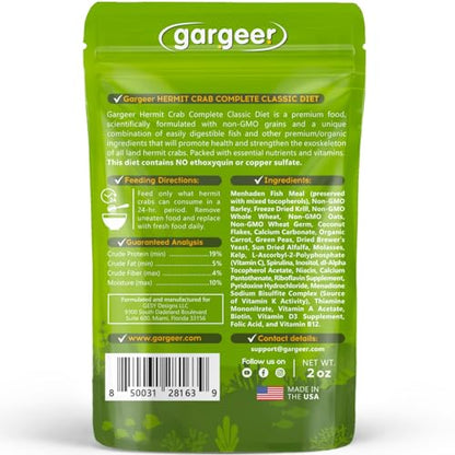 Gargeer 2oz Hermit Crab Food. Non-GMO, Premium Ingredients, Made in USA | Premium daily hermit crab food! Rich in krill, kelp, organic carrot & essential minerals for immunity. Made in the USA