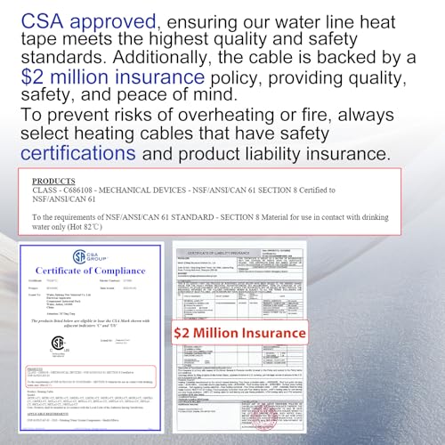 HEATIT Self-Regulating Pipe Heat Cable for In Line Freeze Protection 190ft | Built-in GFCI plug increases protection during operation. Protects drinking pipes from freezing without external wrapping. - color: 190 Feet