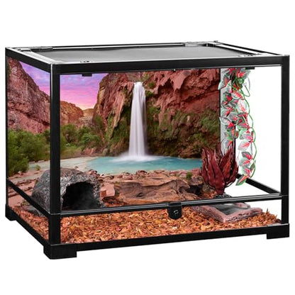 36x24 in Reptile Habitat Background Mountain Waterfall Terrarium Backdrop - size: 36x24in/90x60cm