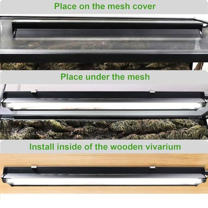 Aiicioo T5 HO UVB Reptile Light Fixture 10.0 8W Light Combo Kit 12 Inch Light Fixture Reptile Terrarium Hood with 8W Reptile Light Bar for Bearded Dragon Lizards Turtle Tank - size: 10.0 8W 12Inch