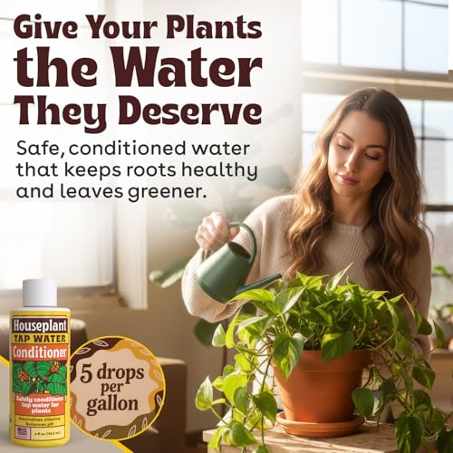 Tap Water Conditioner for Plants, 4 oz - Conditions Tap Water for Houseplants, Supports Balanced pH, Indoor Plant Care Drops for Root Support & Greener Leaves, Treats 500+ Gallons, 2–3 Day Results