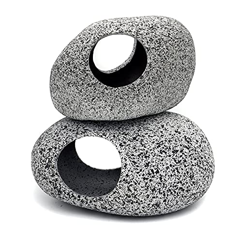 Aquarium Decorations Rock,Stackable Fish Tank Decor Cave, Ceramic Shelters | Shrimp Habitat, Breeding Tube, Hiding Cave, Stackable Fish Tank Decor Cave, Betta Fish
