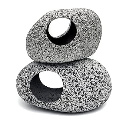 Aquarium Decorations Rock,Stackable Fish Tank Decor Cave, Ceramic Shelters | Shrimp Habitat, Breeding Tube, Hiding Cave, Stackable Fish Tank Decor Cave, Betta Fish