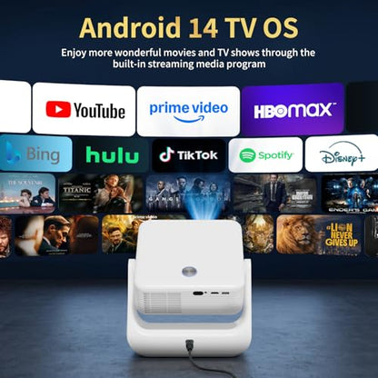 D3 Smart Movie Projectors with WiFi and Bluetooth, 1500 Lumens Supports 4K (Native 1080P ),Mini Portable Projector for Home Cinema ,Auto Focus & Keystone.(White)