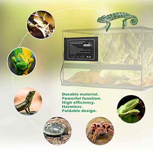 Tikaton Reptile Heat Pad - Adjustable Temperature Under Tank Heater for 10-20gal/30-40gal Tank, Terrarium Heat Mat for Turtle/Snake/Lizard/Frog/Spider/Plant Box - size: 1 Pack-6" X 8"