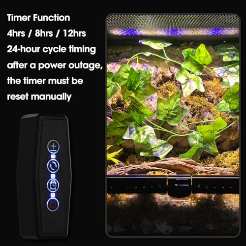 12-Inch UVB Reptile Light,4H/8H/12H Timer,3 Modes Lighting,5 Level Brightness, 12W UVA UVB Lamp for Desert Tropical Animals Bearded Dragons Turtle Chameleon Tortoises Gecko Snake Frog