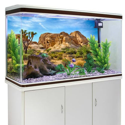 30X12 Inches Bearded Dragon Tank Background Joshua National Park Backdrop | Patterns with Desert Cactus Sandstone, suitable for Reptile Habitat Tank, Terrarium Background, Durable Polyester - size: 30 inches x 12 inches