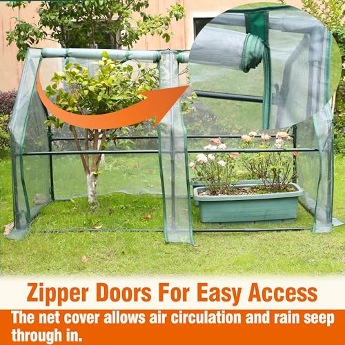Gardzen Mini Greenhouse with Zipper Mesh Cover 71.7"(L) x36.2(W) x42.5(H) | Steel Frame Portable Outdoor Greenhouse, Enhanced Ventilation, Ideal for Spring, Summer & Fall - size: 71”(L) x36”(W) x42”(H)