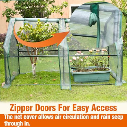 Gardzen Mini Greenhouse with Zipper Mesh Cover 71.7"(L) x36.2(W) x42.5(H) | Steel Frame Portable Outdoor Greenhouse, Enhanced Ventilation, Ideal for Spring, Summer & Fall - size: 71”(L) x36”(W) x42”(H)