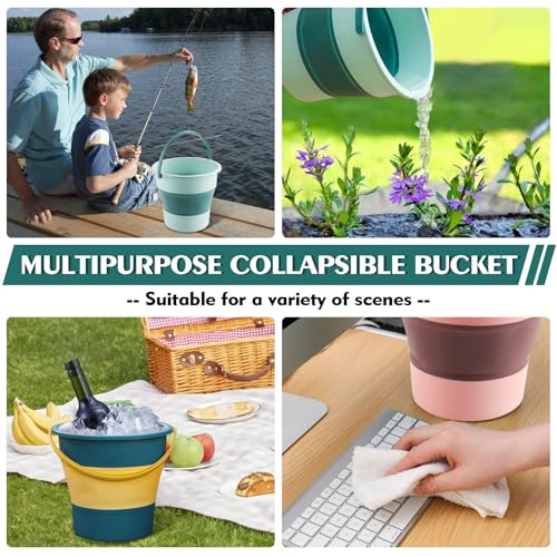 Collapsible Bucket 3PCS 1.3 Gallon/5L Small Plastic Household Cleaning Mop Buckets Foldable Water Bucket for Car Wash Fishing Camping Beach (3PCS) - color: 3pcs