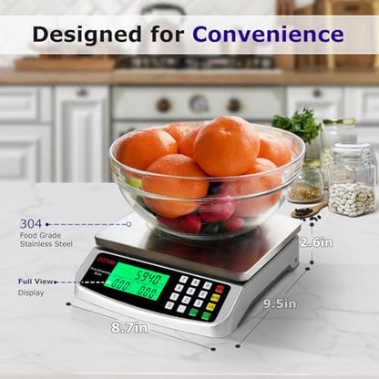 110lb Food Scale, Digital Kitchen Scale with Price Computing Commercial Scale 5 Units, Hold, Tare, PCS, 304 Stainless Steel for Baking, Cooking, Meat, Counting, Adapter Included - color: Silver 50kg (Hold Mode)