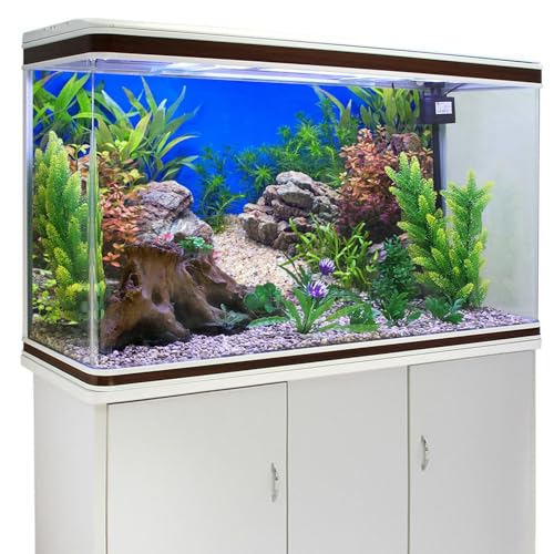 AWERT 48x24 inches Aquatic Plant Fish Tank Background Stone River Bed & Lake Aquarium Background Vinyl - size: 48x24in/120x60cm